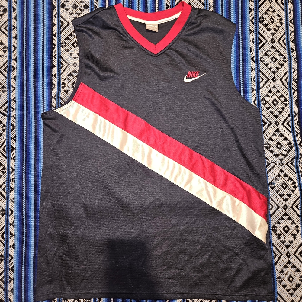 Y2K Nike Basketball Jersey Tank Top XL Black Red Vintage 2000s